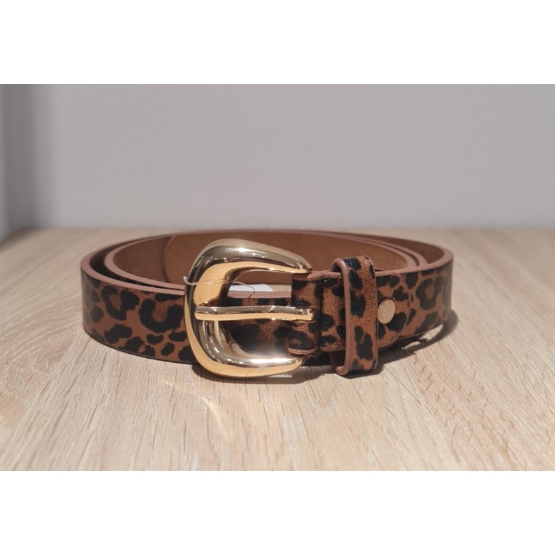 Cinturón Animal Print,  color bronce y negro