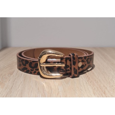Cinturón Animal Print,  color bronce y negro