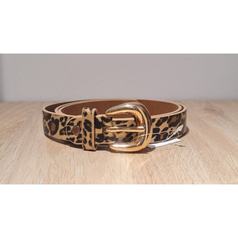 Cinturón Animal Print, color dorado y negro