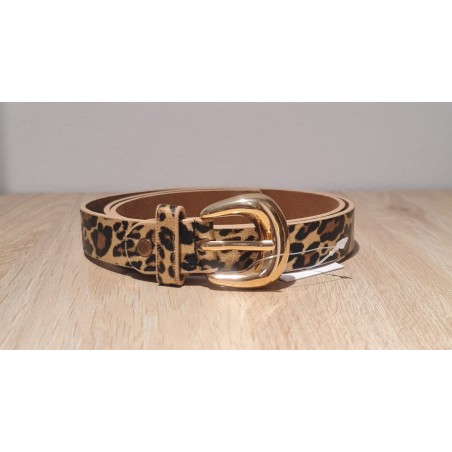 Cinturón Animal Print, color dorado y negro