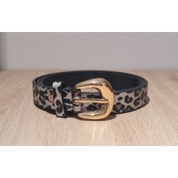 Cinturón Animal Print, color gris plata y negro