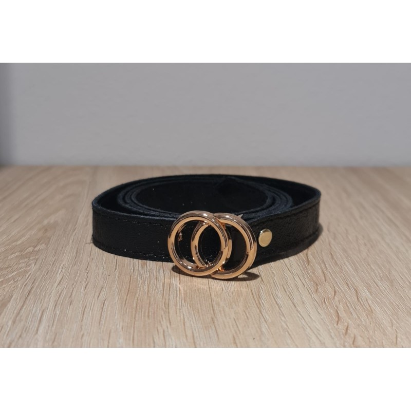 Cinturón piel fino, color negro