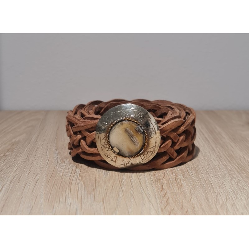 Cinturón Trenzado Piel, color marrón