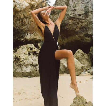 Vestido largo aro Claudia, color negro, talla unica