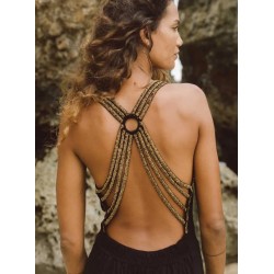 Vestido largo aro Claudia, color negro, talla unica