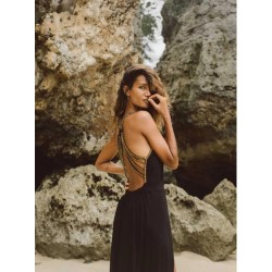 Vestido largo aro Claudia, color negro, talla unica