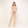 Vestido largo beach, talla única, color Beige, made in Italy