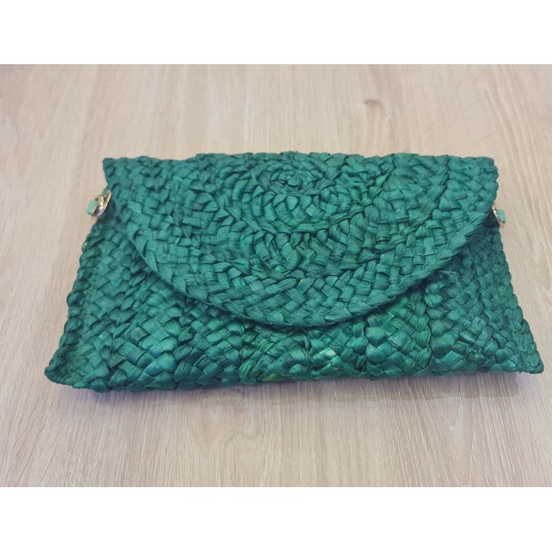 Cartera de mano Green de rafia