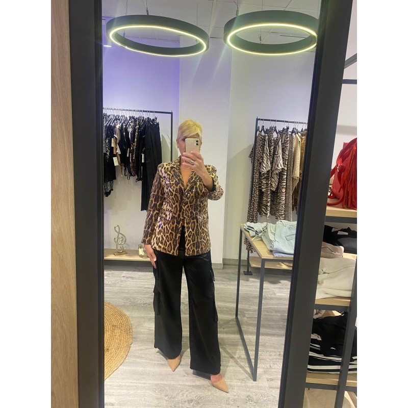 Blazer Aminal Print Lentejuelas