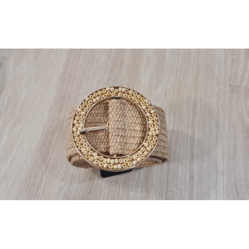 Cinturón elástico Rafia, color Beige