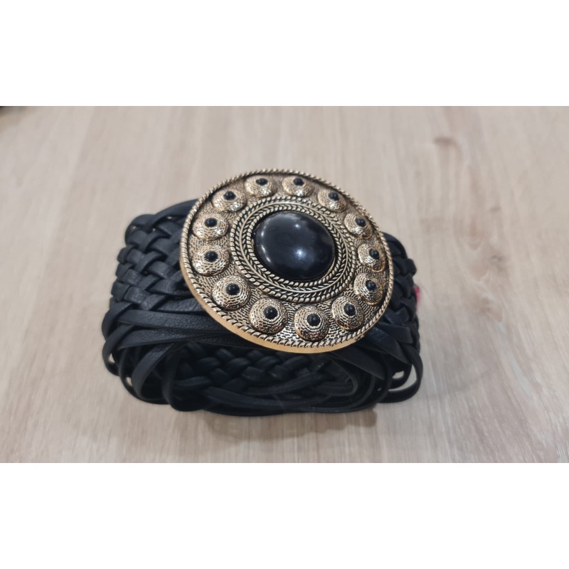 Cinturón Trenzado Boho, color negro