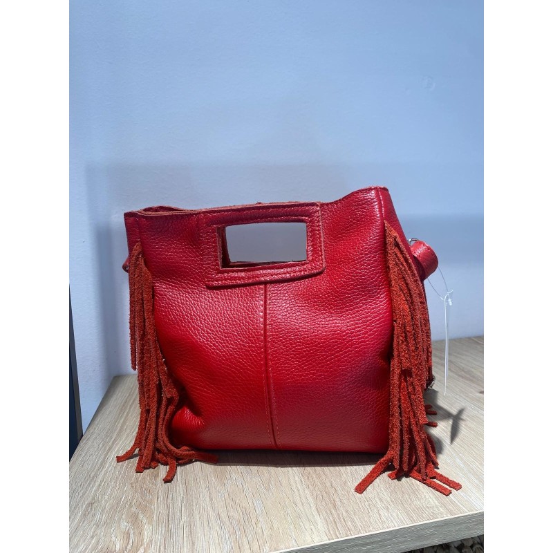 Bolso piel flecos boho