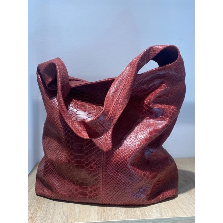 Bolso piel burdeo serpiente