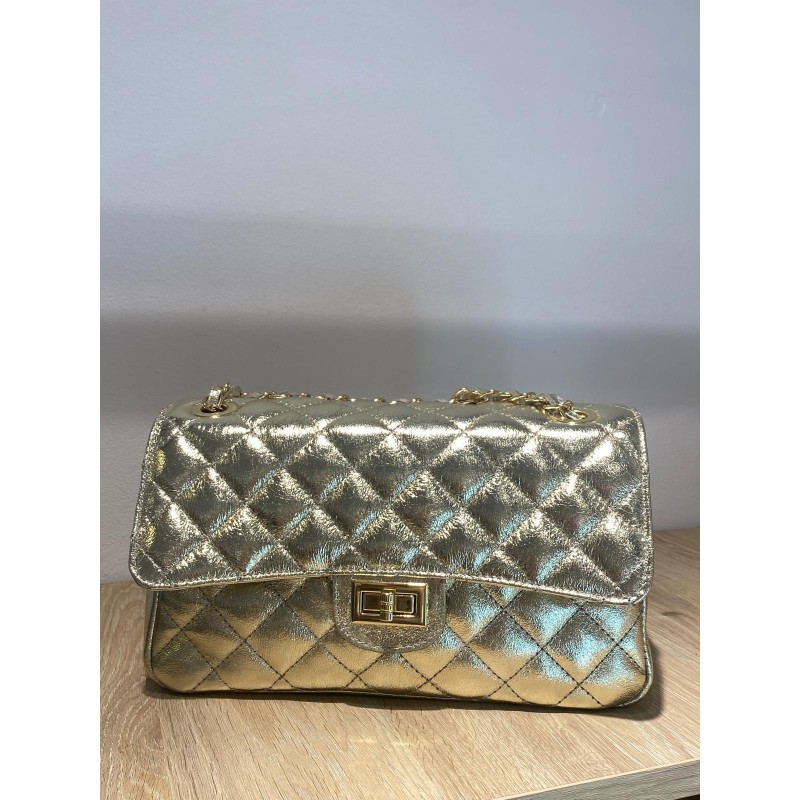 Bolso piel acolchado Maxi dorado