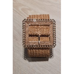 Cinturón elástico de Rafia color Camel