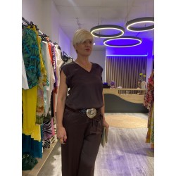 Pantalon marrón chocolate  satinado