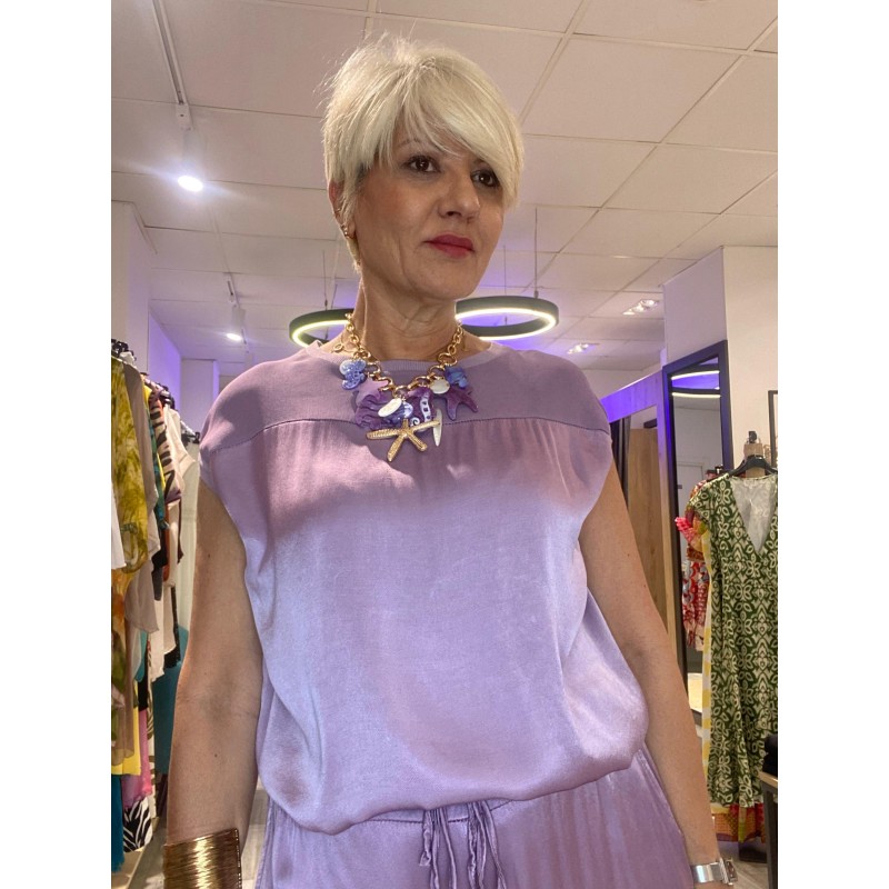 Blusa  transparencia satinada