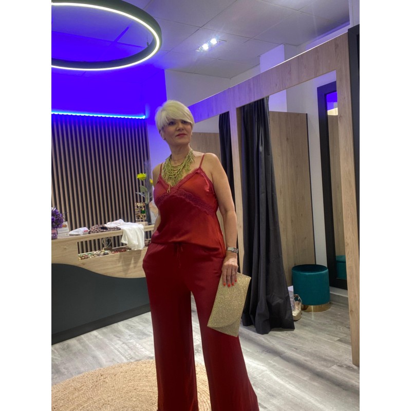 Pantalón  Burdeos Satinado