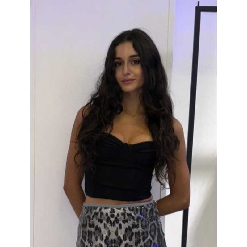 Top, color negro satinado, talla XS